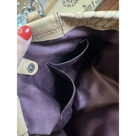 Coach Ashley (2011) Leather Croc Carry all Tote Bag Purse Camel Beige - Picture 16 of 16